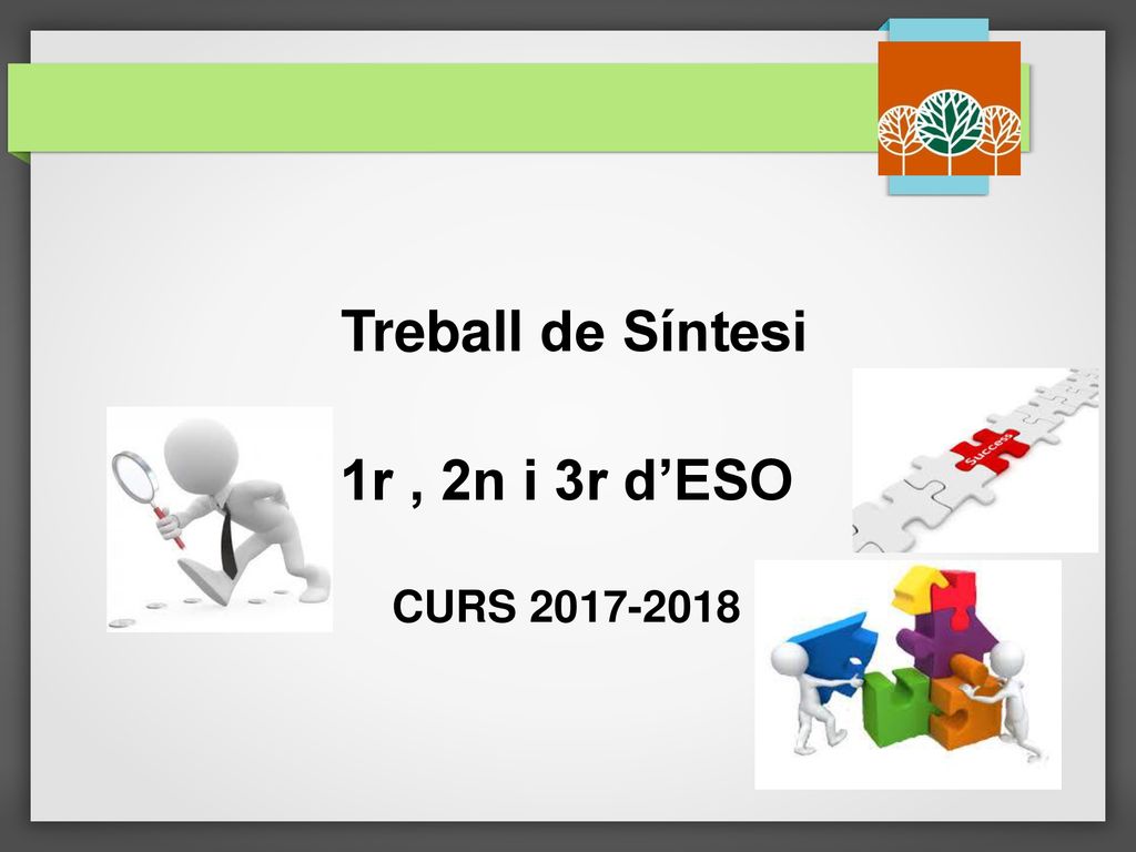 Treball de Síntesi 1r , 2n i 3r d’ESO CURS * *