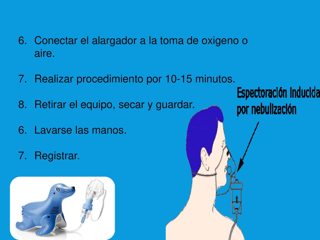 Conectar el alargador a la toma de oxigeno o aire.