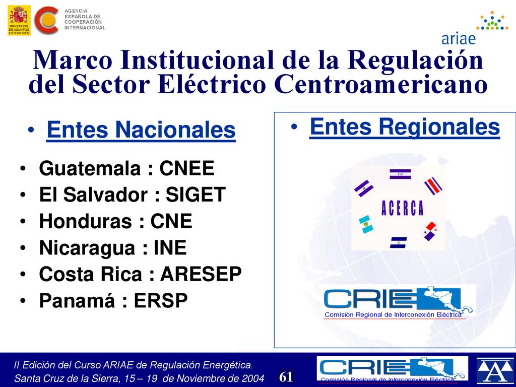 Marco Institucional de la Regulación del Sector Eléctrico Centroamericano