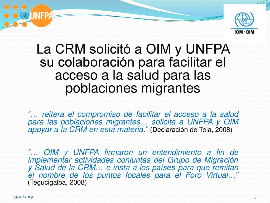 La CRM solicitó a OIM y UNFPA su colaboración para facilitar el acceso a la salud para las poblaciones migrantes