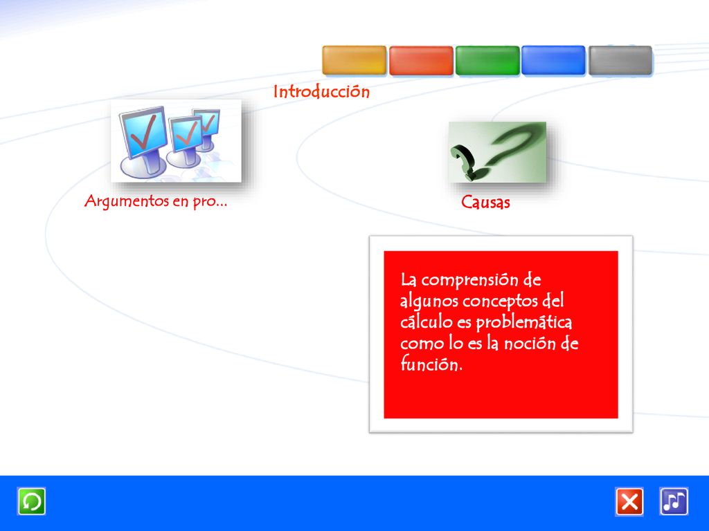 Introducción Argumentos en pro... Causas. La comprensión de algunos conceptos del cálculo es problemática como lo es la noción de función.