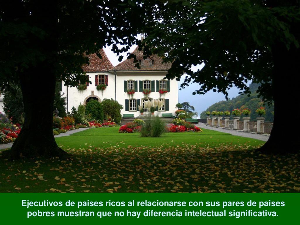 Ejecutivos de paises ricos al relacionarse con sus pares de paises pobres muestran que no hay diferencia intelectual significativa.