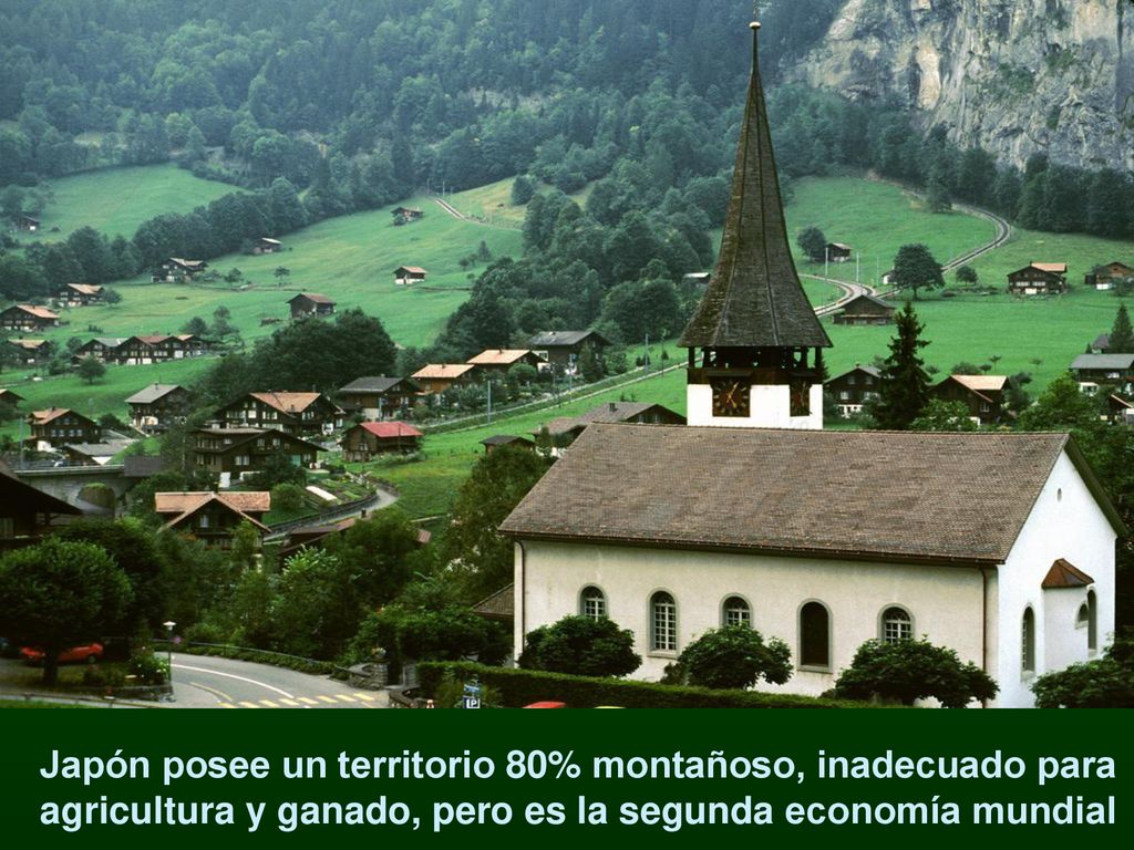 Japón posee un territorio 80% montañoso, inadecuado para agricultura y ganado, pero es la segunda economía mundial