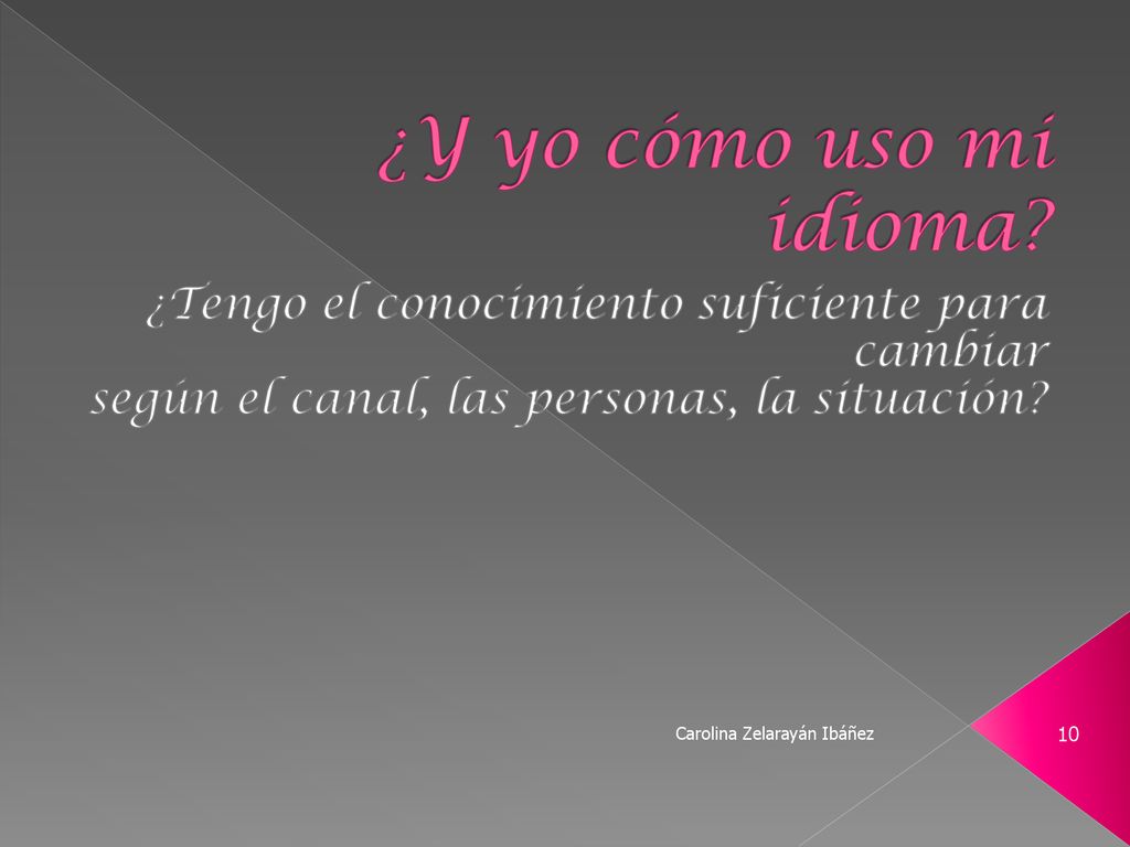 ¿Y yo cómo uso mi idioma ¿Tengo el conocimiento suficiente para cambiar. según el canal, las personas, la situación