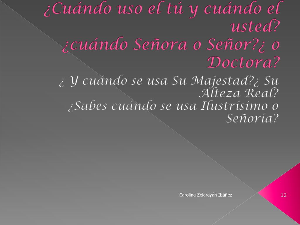 ¿Cuándo uso el tú y cuándo el usted. ¿cuándo Señora o Señor