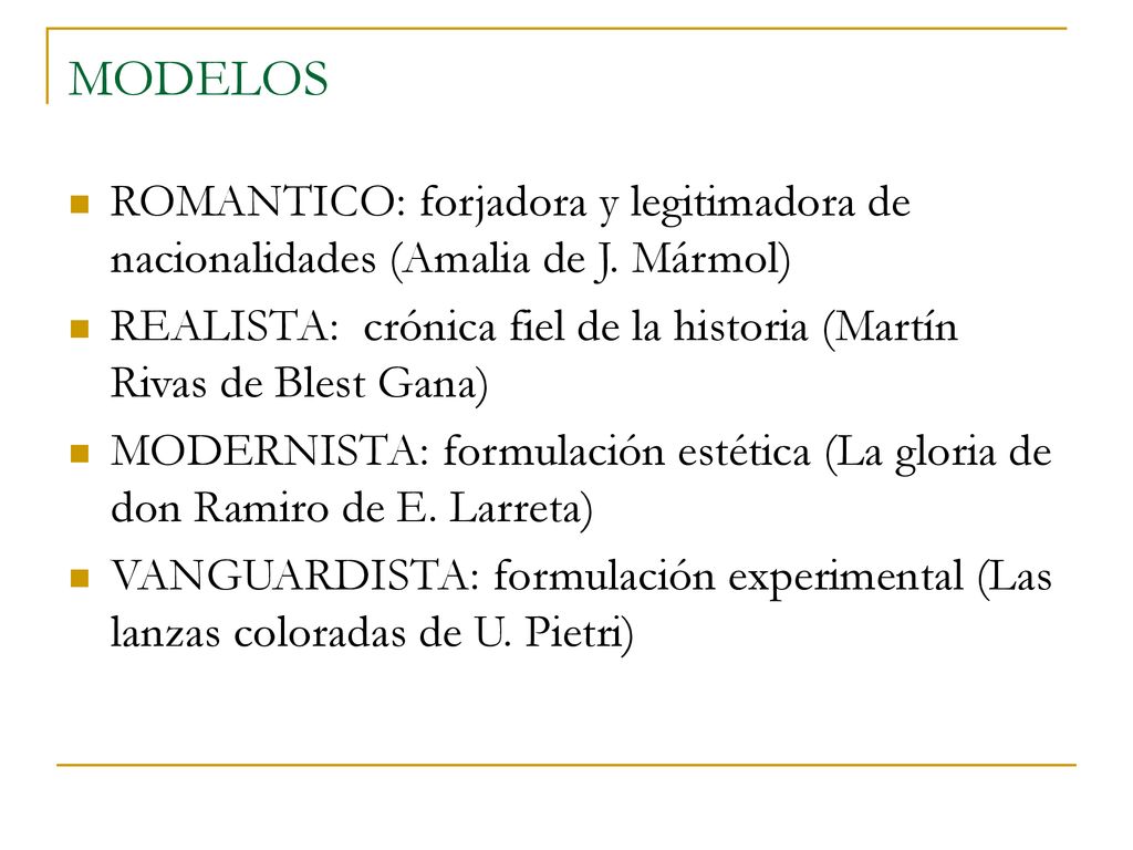 MODELOS ROMANTICO: forjadora y legitimadora de nacionalidades (Amalia de J. Mármol)