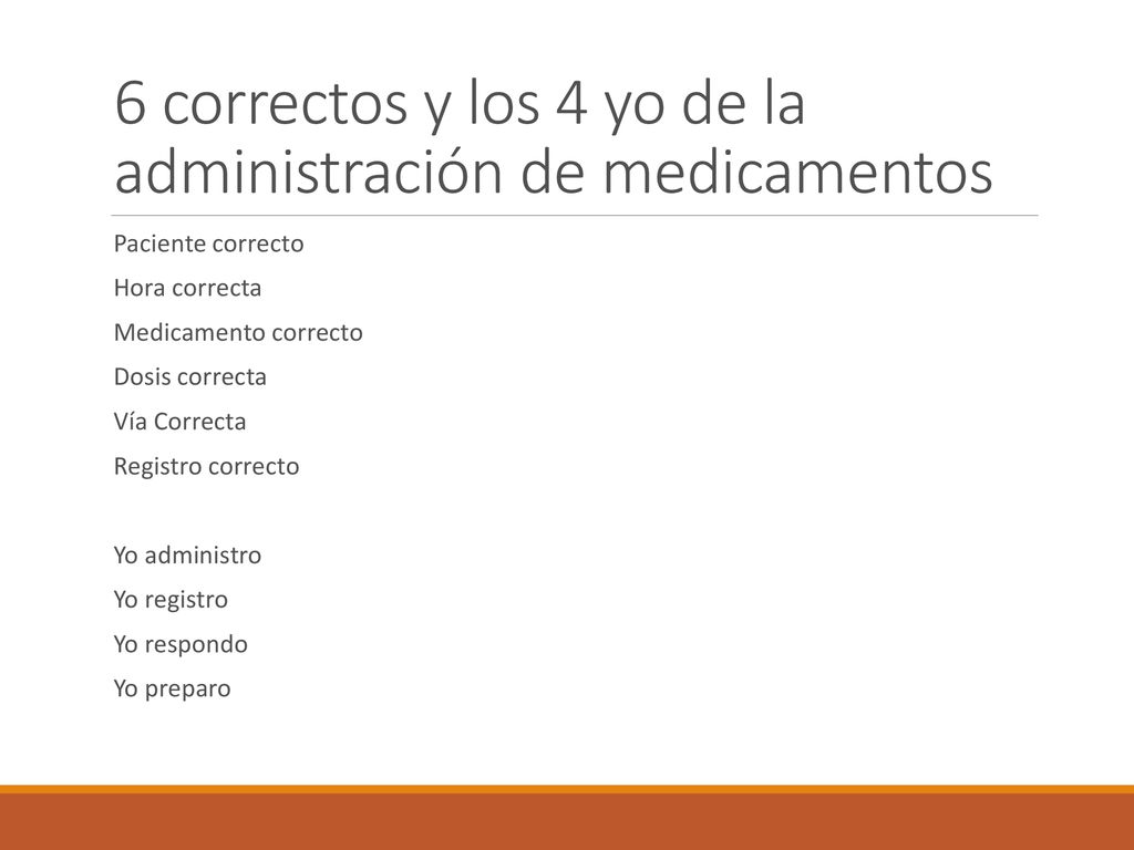 6 correctos y los 4 yo de la administración de medicamentos