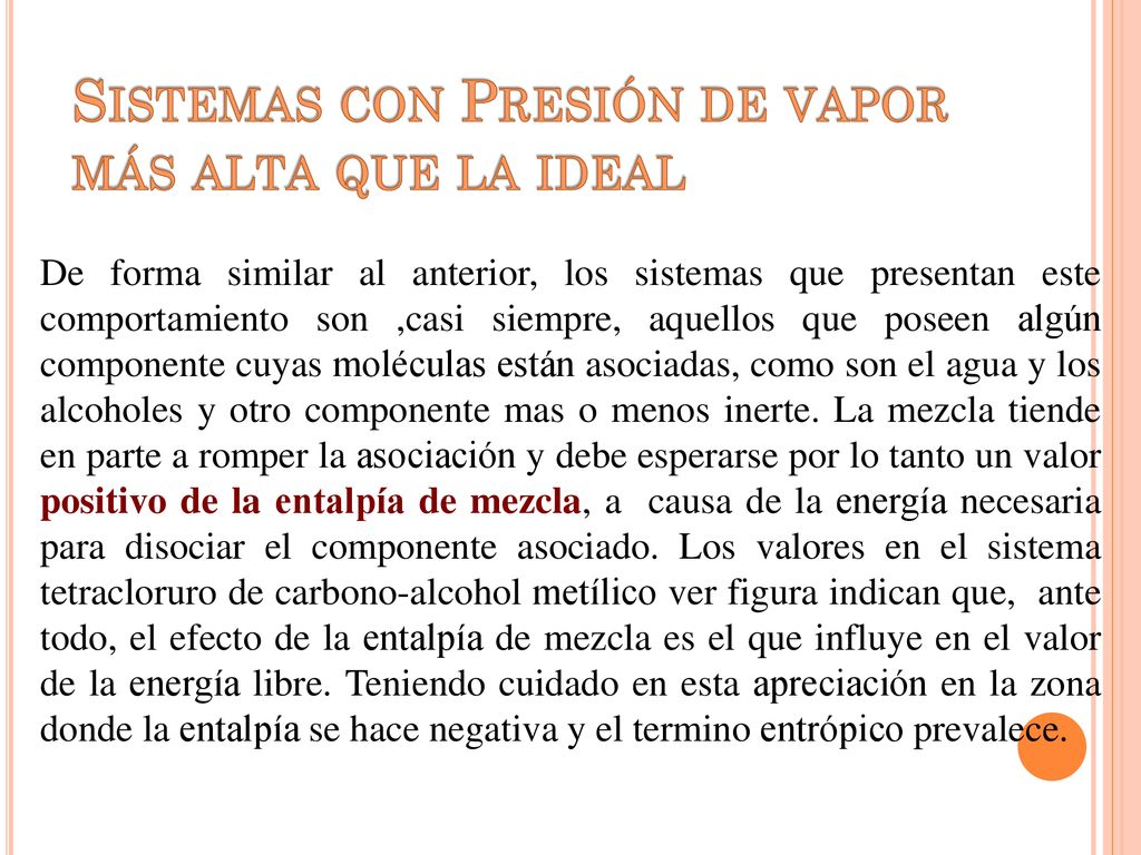 Sistemas con Presión de vapor más alta que la ideal