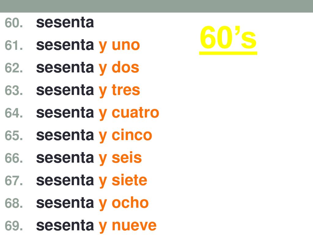 60’s sesenta sesenta y uno sesenta y dos sesenta y tres