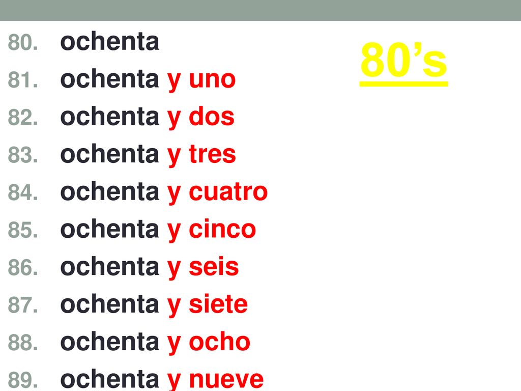 80’s ochenta ochenta y uno ochenta y dos ochenta y tres