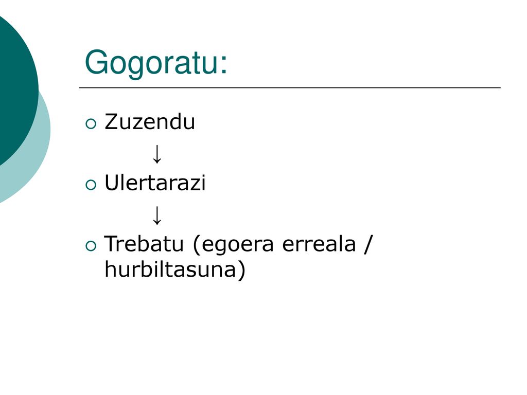 Gogoratu: Zuzendu ↓ Ulertarazi Trebatu (egoera erreala / hurbiltasuna)