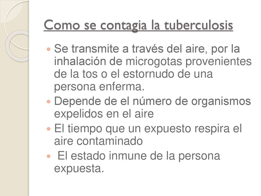 Como se contagia la tuberculosis