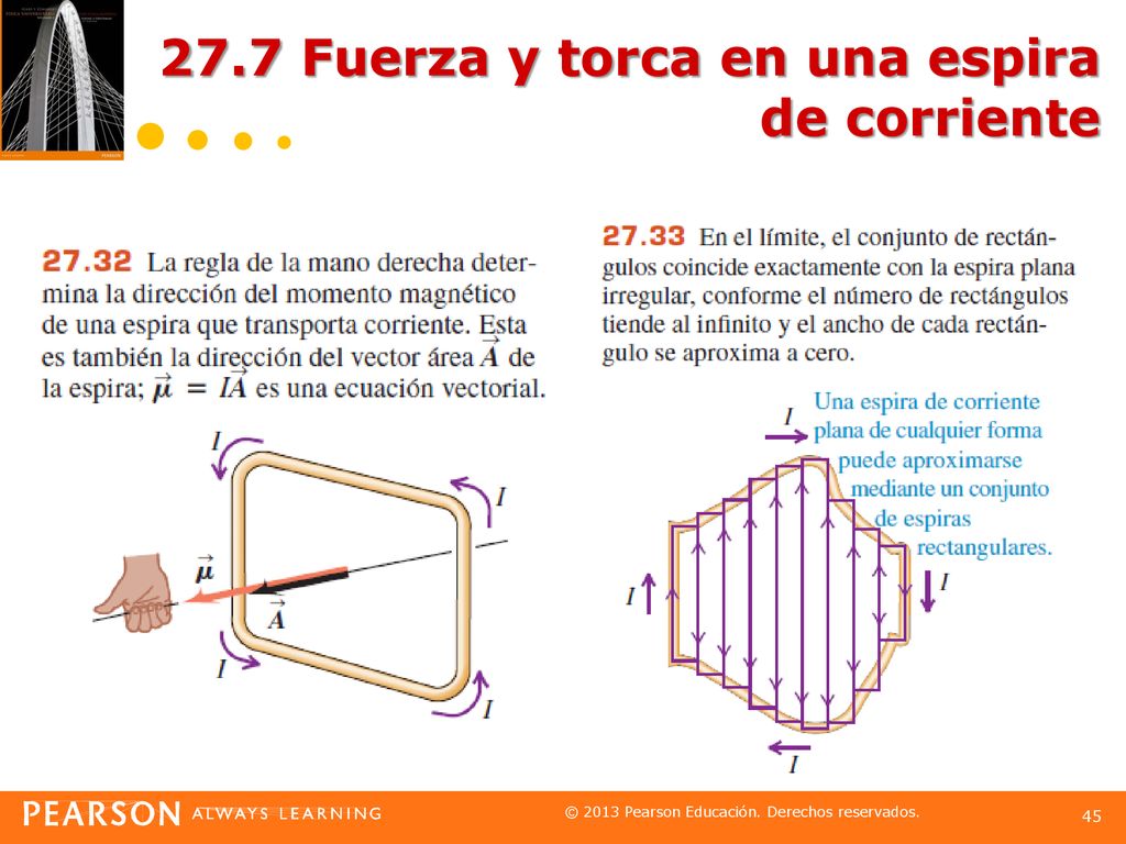 27.7 Fuerza y torca en una espira de corriente