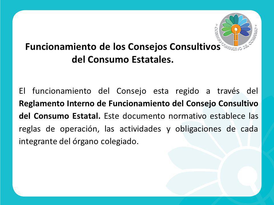 Funcionamiento de los Consejos Consultivos del Consumo Estatales.