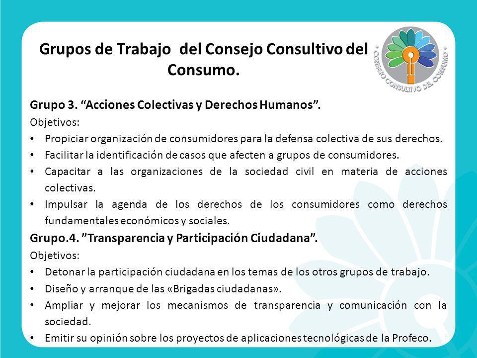 Grupos de Trabajo del Consejo Consultivo del Consumo.