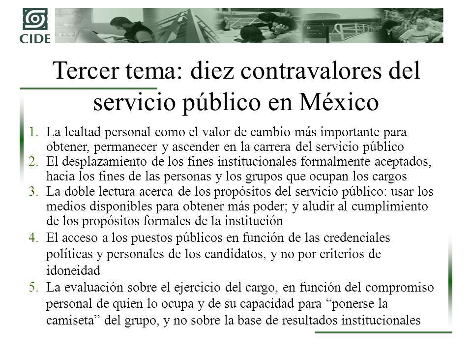 Tercer tema: diez contravalores del servicio público en México