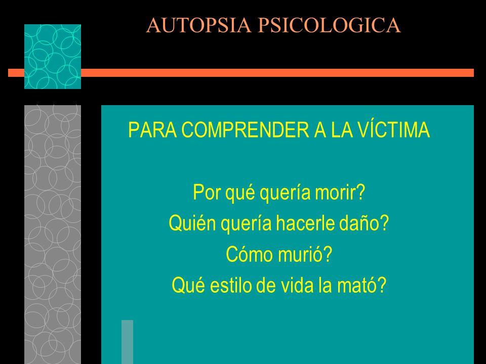 PARA COMPRENDER A LA VÍCTIMA Por qué quería morir
