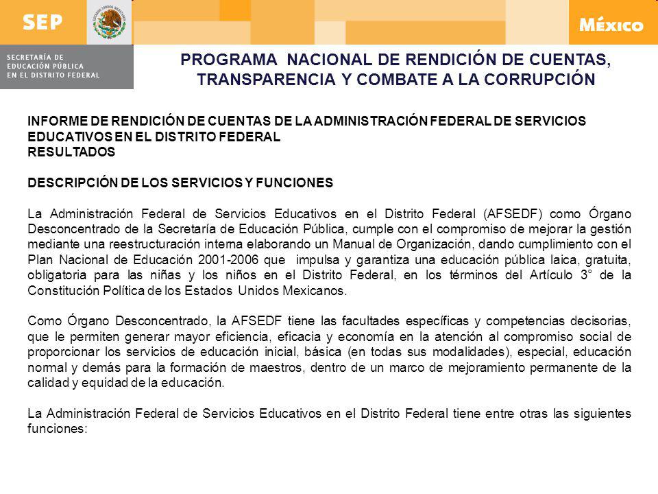 PROGRAMA NACIONAL DE RENDICIÓN DE CUENTAS, TRANSPARENCIA Y COMBATE A LA CORRUPCIÓN