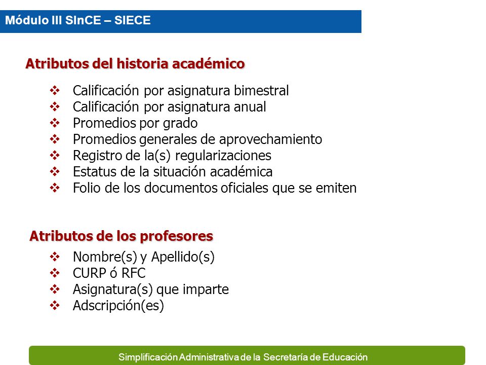 Atributos del historia académico Atributos de los profesores