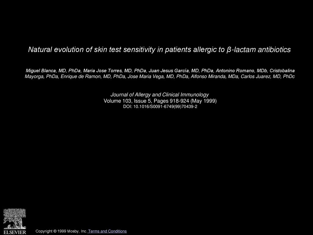Natural evolution of skin test sensitivity in patients allergic to β-lactam antibiotics