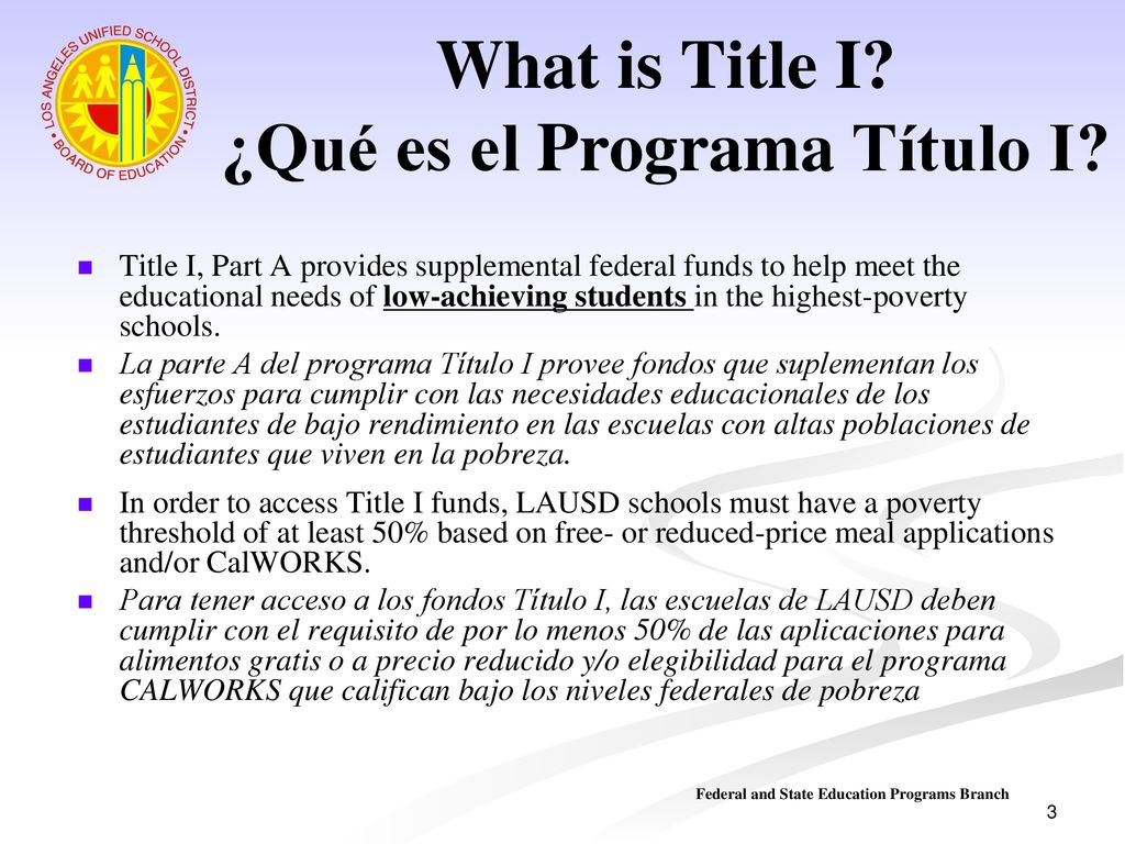 What is Title I ¿Qué es el Programa Título I