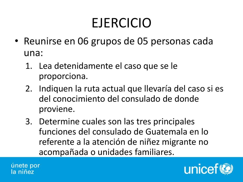 EJERCICIO Reunirse en 06 grupos de 05 personas cada una: