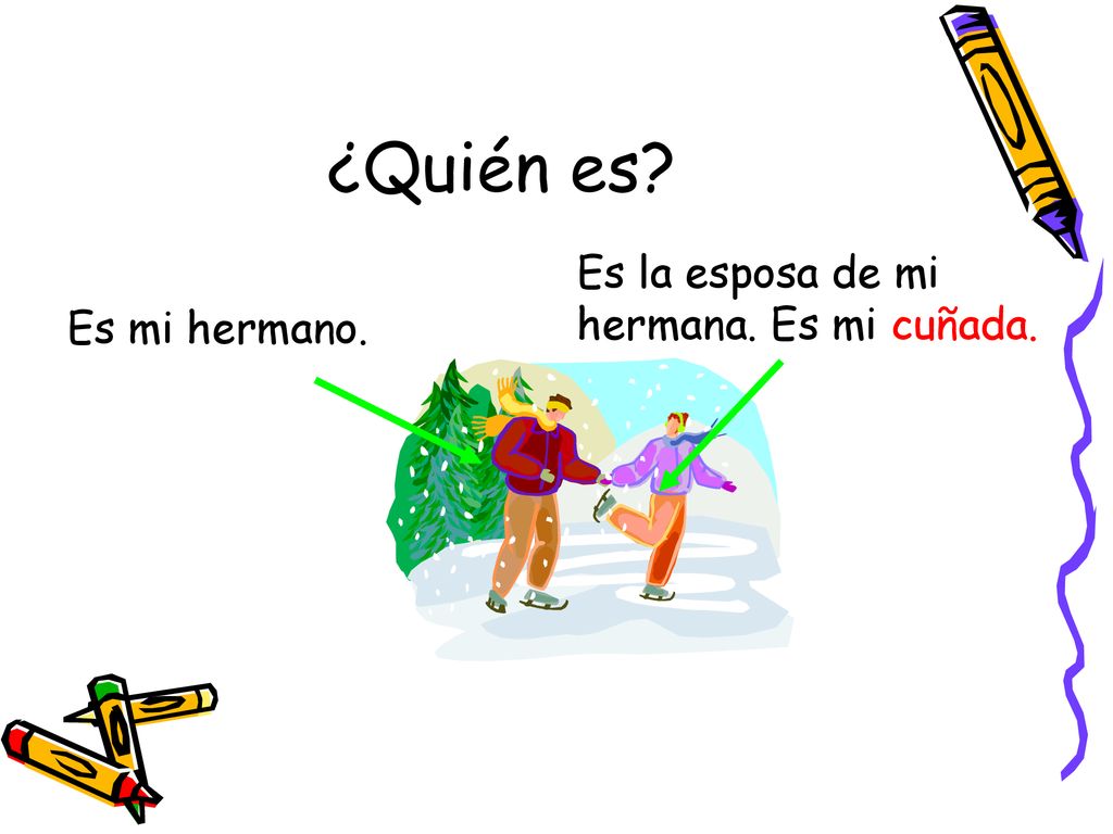¿Quién es Es la esposa de mi hermana. Es mi cuñada. Es mi hermano.