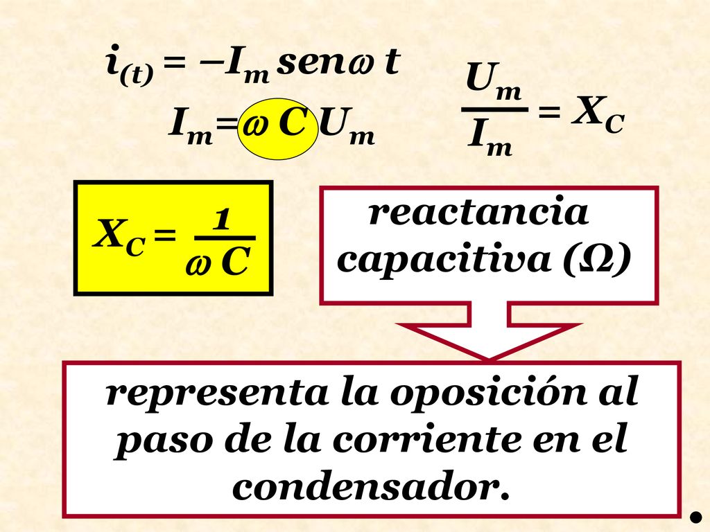 representa la oposición al paso de la corriente en el condensador.