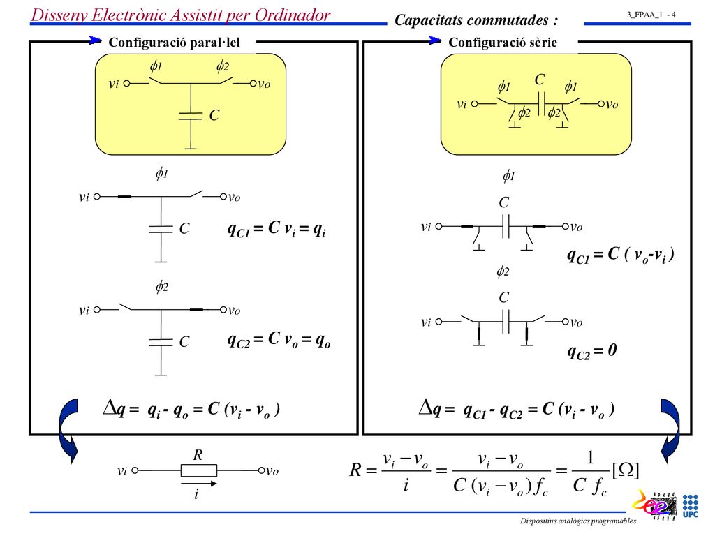 q = qi - qo = C (vi - vo ) q = qC1 - qC2 = C (vi - vo )