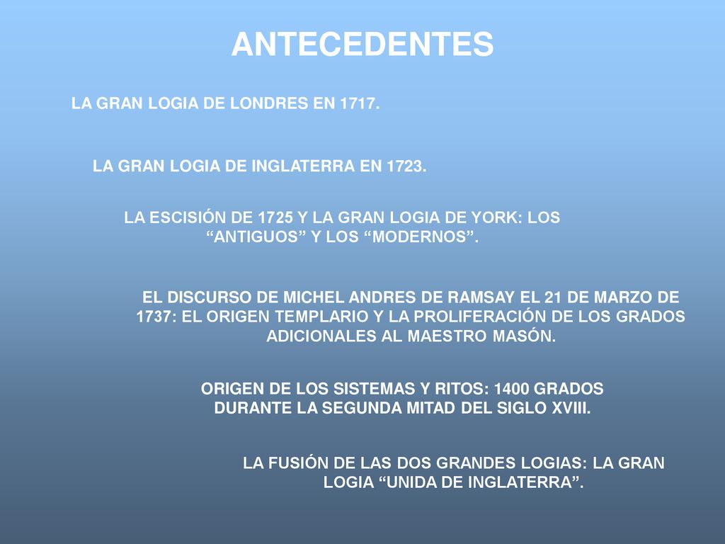 LA GRAN LOGIA DE LONDRES EN LA GRAN LOGIA DE INGLATERRA EN 1723.