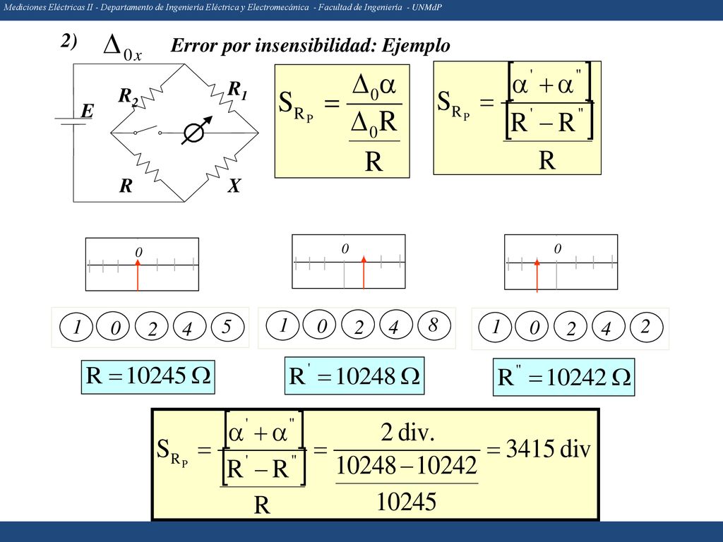 2) Error por insensibilidad: Ejemplo E R1 R2 R X