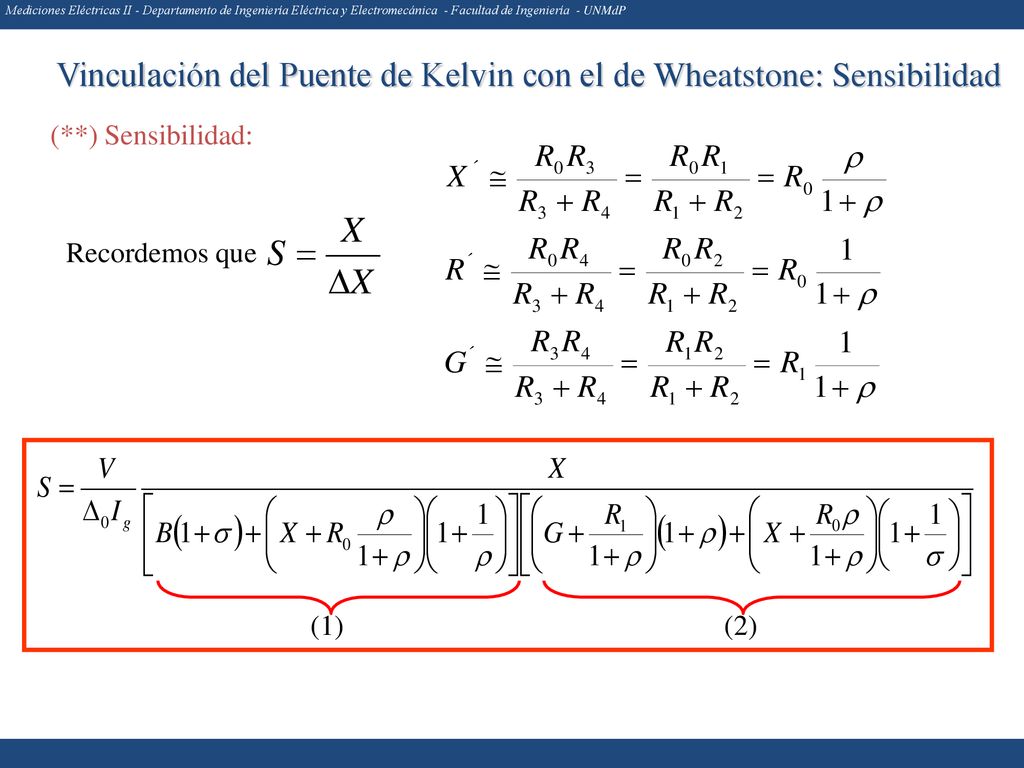 Vinculación del Puente de Kelvin con el de Wheatstone: Sensibilidad