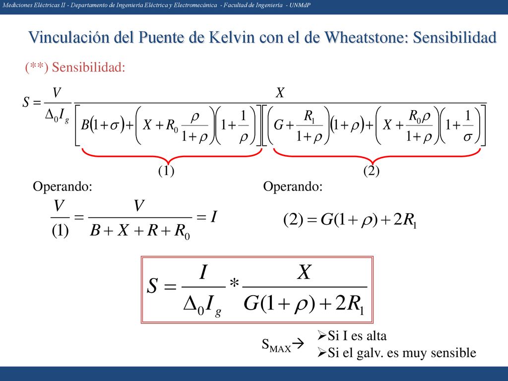 Vinculación del Puente de Kelvin con el de Wheatstone: Sensibilidad