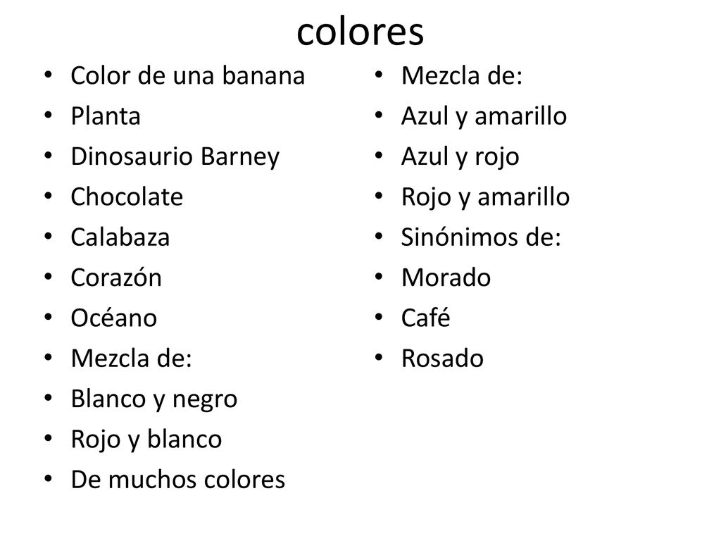colores Color de una banana Planta Dinosaurio Barney Chocolate