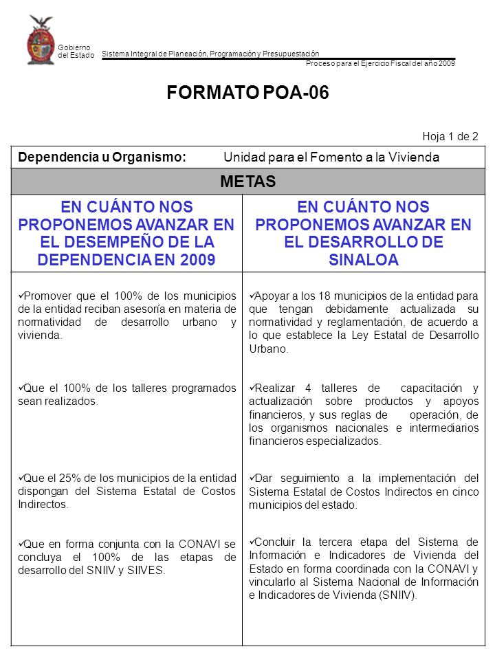 EN CUÁNTO NOS PROPONEMOS AVANZAR EN EL DESARROLLO DE SINALOA