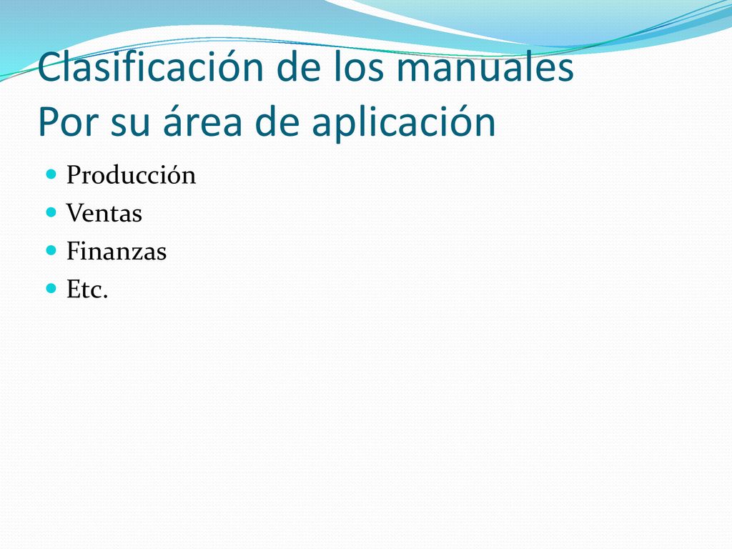 Clasificación de los manuales Por su área de aplicación