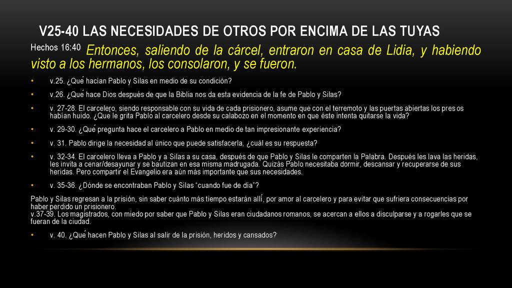 V25-40 las necesidades de otros por encima de las tuyas