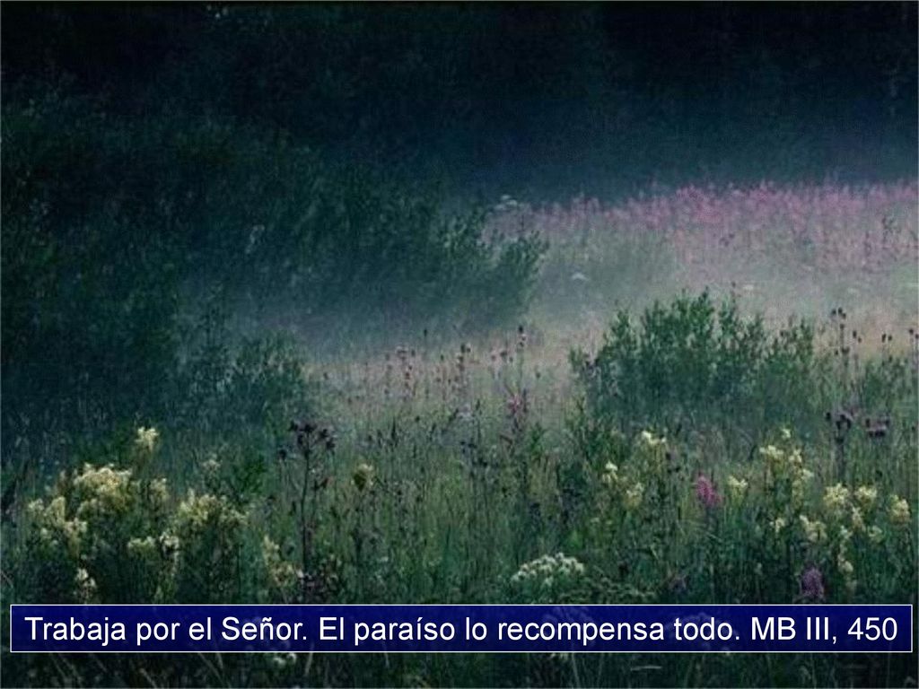 Trabaja por el Señor. El paraíso lo recompensa todo. MB III, 450