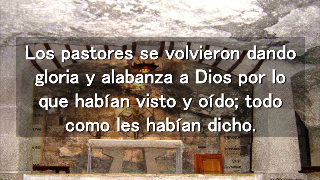 Los pastores se volvieron dando gloria y alabanza a Dios por lo que habían visto y oído; todo como les habían dicho.