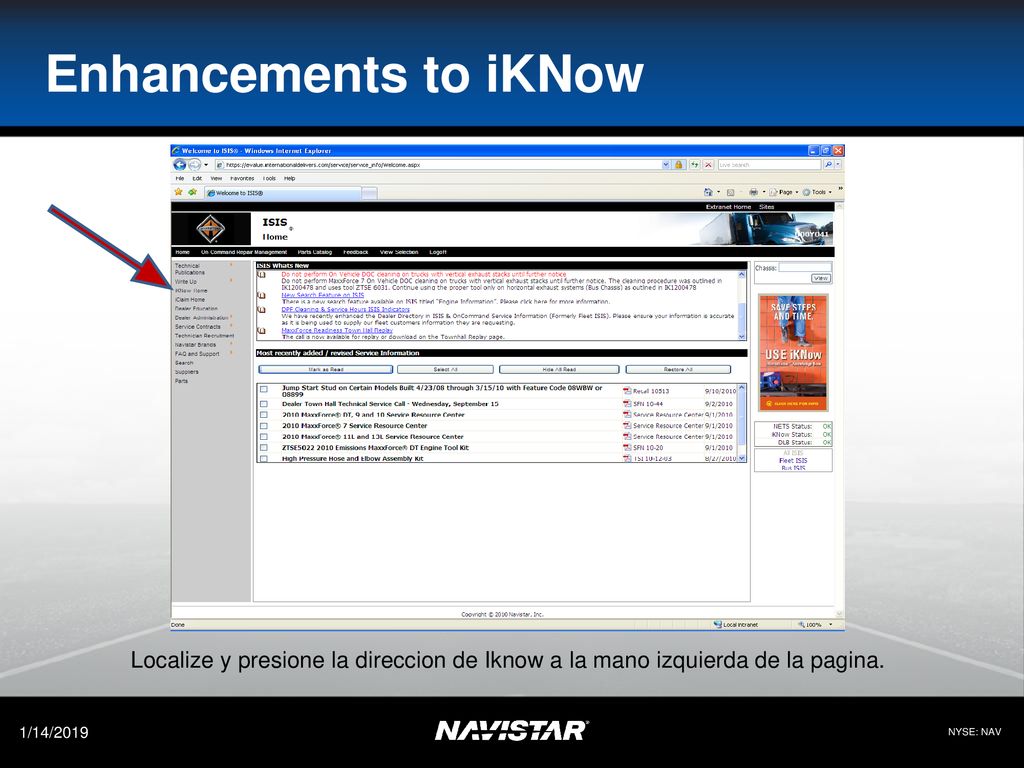 Enhancements to iKNow Localize y presione la direccion de Iknow a la mano izquierda de la pagina.