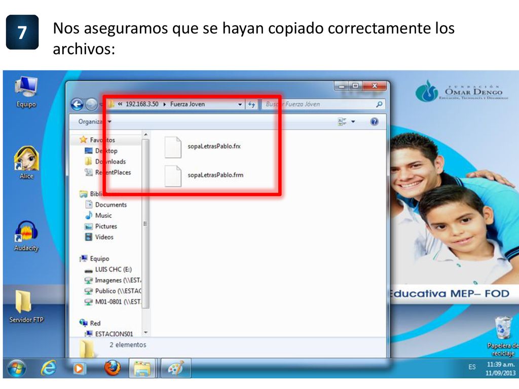 7 Nos aseguramos que se hayan copiado correctamente los archivos:
