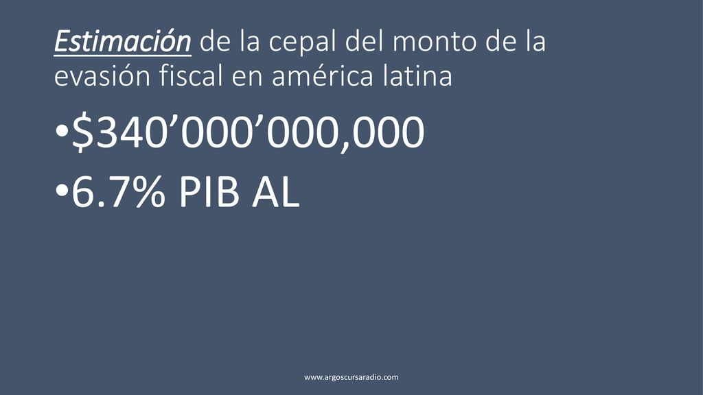 Estimación de la cepal del monto de la evasión fiscal en américa latina