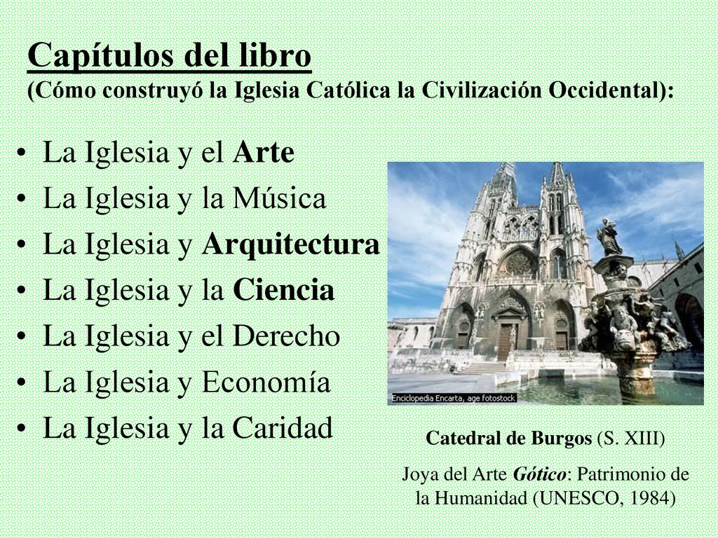 Capítulos del libro (Cómo construyó la Iglesia Católica la Civilización Occidental):