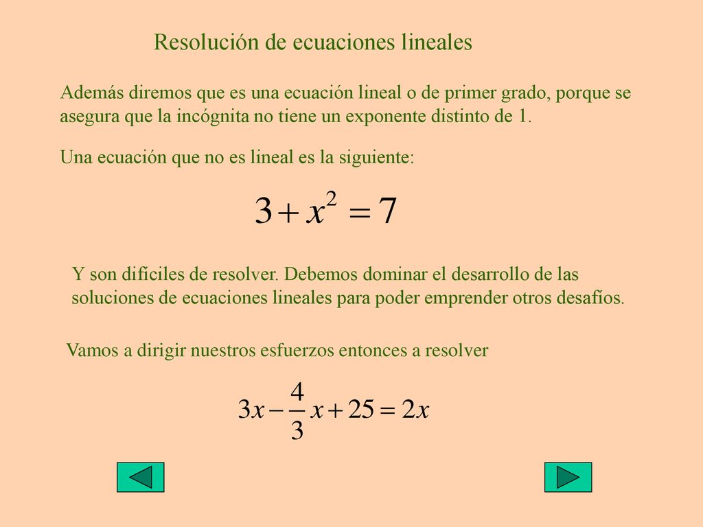 Resolución de ecuaciones lineales