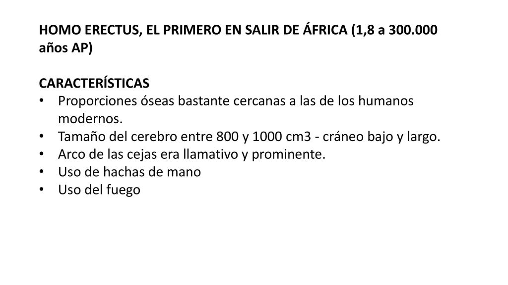 HOMO ERECTUS, EL PRIMERO EN SALIR DE ÁFRICA (1,8 a años AP)