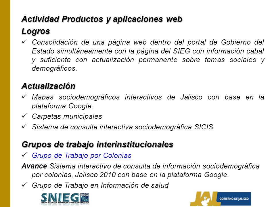 Actividad Productos y aplicaciones web Logros