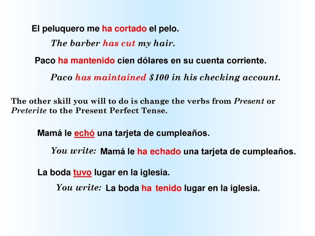 El peluquero me ha cortado el pelo.