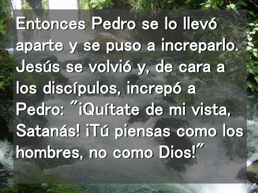 Entonces Pedro se lo llevó aparte y se puso a increparlo