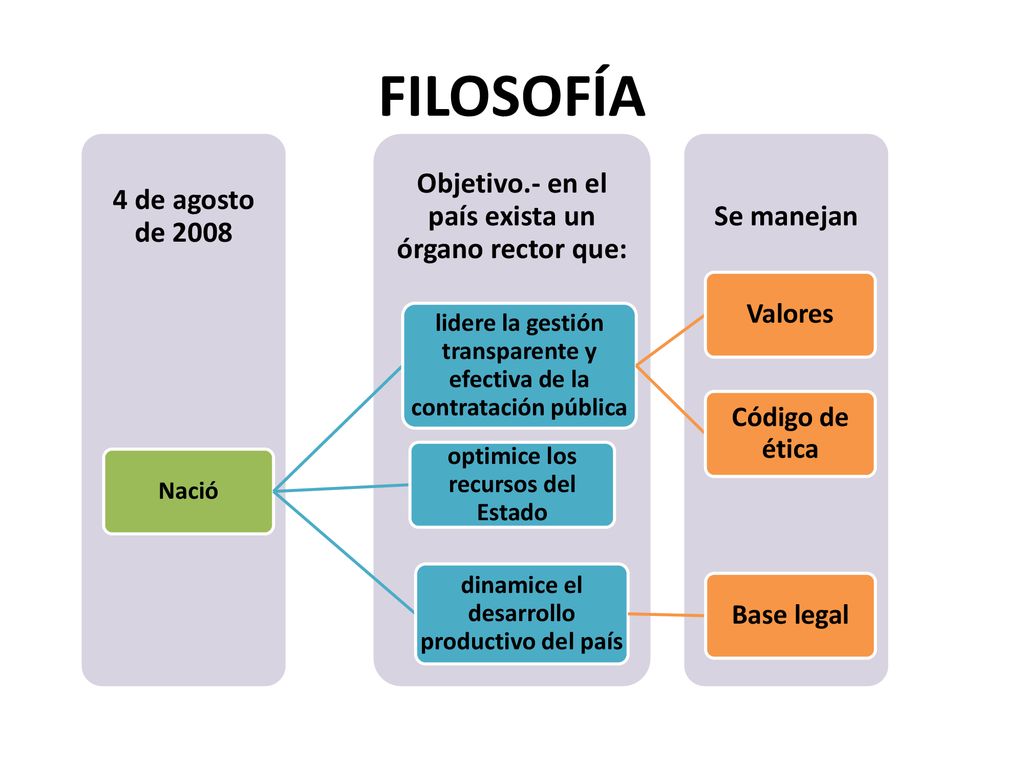 FILOSOFÍA Objetivo.- en el país exista un órgano rector que: