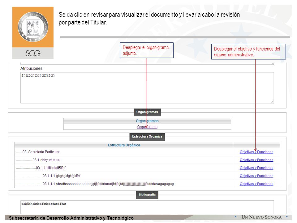 Se da clic en revisar para visualizar el documento y llevar a cabo la revisión por parte del Titular.